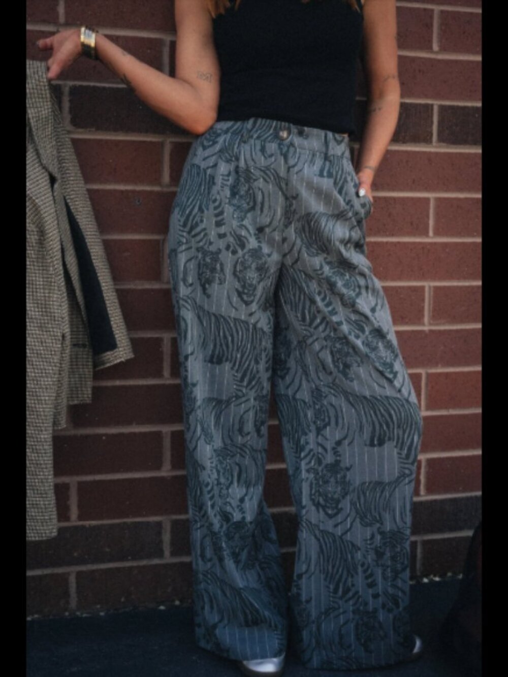 Dressed In Lala Big Cat Pinstripe Trousers